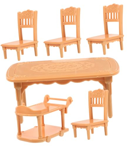 TOYANDONA 1 Satz Puppenstubentisch Und Stühle Miniatur-küchenmöbel Puppenmöbel Aus Holz Mini-hausmöbel Miniaturpuppenmöbel Puppenhausmöbel Essstühle Plastik Requisiten Esstisch Und Stühle