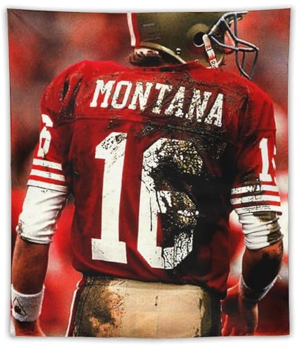 TINCHEW American Football Quarterbacks Joe Montana Poster (7) Tapisserie-Drucke, ästhetische Wandkunst, Schlafzimmer, Heimdekoration, 127 x 152,4 cm