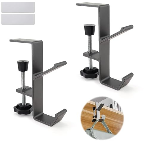 0XBIT 2 Stück Handtaschenhalter, Verstellbarer Taschenhalter Tisch, Multifunktionaler Taschenhaken für Tisch, Beweglich Headset Halter für Büros, Arbeitszimmer und Computertische