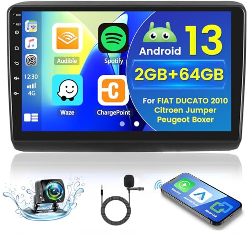 Hikity 2+64GB Android 15 Autoradio für Iveco Daily/KLen RV 2013-2021 Radio Wireless Carplay Android Auto, 9 Inch IPS Touch Screen Radio mit Rückfahrkamera, Bluetooth, Navi, WiFi, DSP, EQ, Mirror Link