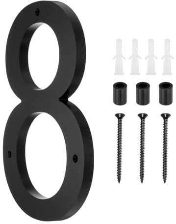 sourcing map 12 Inch Modern House Number, Acrylic Floating House Number for Outside Address Sign for House with Nail Kit for Mailbox Yard Home Front Door (Number 8, Matte Black)