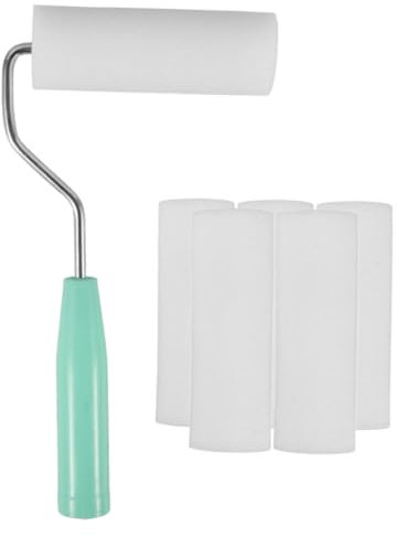 Angoily Farbroller Satz Polyurethan Schaum 4 Zoll Mit Ergonomischem Griff Wandfarbe Latex Und Ölfarben Für Präzise Malerarbeiten