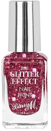 Barry M Glitter Effect Nail Paint, Shade Fuchsia Fiesta |Pink Glitter Nail Polish