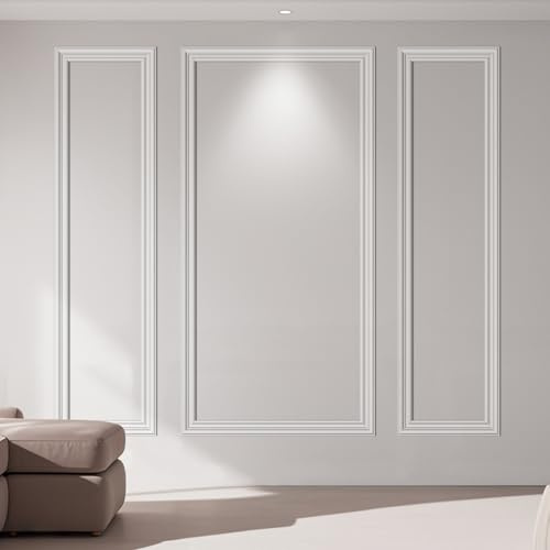 Art3dwallpanels Peel and Stick Wall Molding 3 Pcs Wainscoting Decor Kit | Ready to Assemble, Wainscoting Panels, Interior Wall Décor Living Room Bedroom, Installed with Glue, 3 Frames