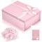 Boîte Cadeau Vide Boîtes Cadeaux Boite Cadeau Pliable 29x21x10cm avec Bowknot Couvercle Raphia pour Anniversaire Mariage Valentin Thanksgiving Noël Pâques Halloween Emballage (Rose)