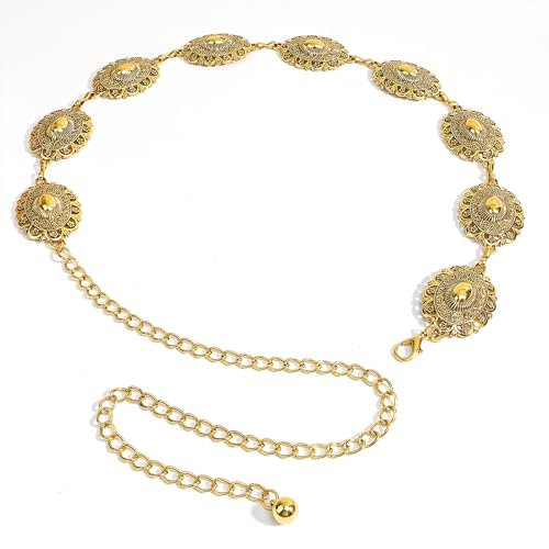 TJUSPIRIT Taillenkette Gürtel Bauchkette für Damen Metall Verstellbare Kettengürtel Körperketten Metallgürtel Bauchschmuck für Jeans, Röcke und mehr(Stil 3)