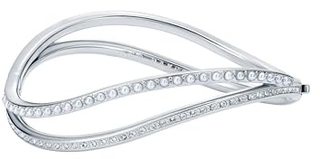 Ted Baker Wavie Jewelled Wave Hinged Bangle Bracelet for Women (Silver/Pearl and Crystal)