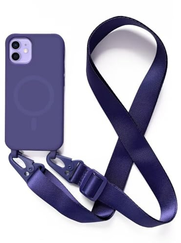 2NSPDRGNI Handykette Schutzhülle kompatibel mit iPhone 12 Mini Handyhülle mit Band,Kabellosem Laden Hülle Halsband Lanyard Silikonhülle,Blau
