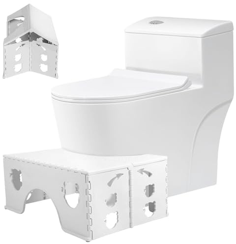 Foldable Toilet Stool, 7 inches Healthy Bathroom Squatting Posture Poop Stool with Anti-Slip Feet, A Good Helper to Effective Relief of Constipation, Easy to Storage Toilet SquatStool