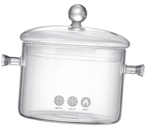 VALICLUD Casserole Verre avec Double Poignée Faitout Multifonction Chaleur pour Nouilles et Mijotés Ustensile Pratique pour