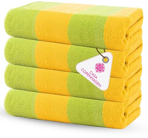 Casa Copenhagen Malibu Handtücher 4-Stück Geschenkset aus – Grün Strandtüchern, 75x150 cm extragroße Pooltüchern 100% Baumwolle (perfekte Sommer Geschenkset für Damen & Herren)
