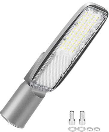 SKYWORLD Proiettore Lampione Led, 30W 2426LM Lampada da Strada | 4000K Bianco Caldo IP66 Impermeabile Luce di Strada per Parcheggio, Strada, Scuola, Campo Da Basket, Cortile, Piazza