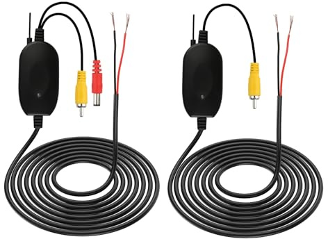 2,4 GHz Inalámbrico Video RCA Transmisor y Receptor Kit para Cámara de Marcha Atrás, RCA Transmisor Receptor Monitor 12V para GPS, Asistencia de Aparcamiento, Radio del Coche