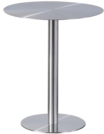 Rund modern barbord i rostfritt stål diskbänk höjd bistro pub cocktail- och köksbord (50 x 74 cm) snygg och hållbar design för inomhus- och utomhusbruk