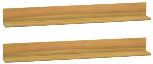 Todiikf Wandregal 2er Set Massivholz Teak, 90x10x10 cm Schweberegal für Wohnzimmer & Bad, Rustikales Wandboard Set, Natürliches Echtholz Hängeregal für Dekoration & Stauraum