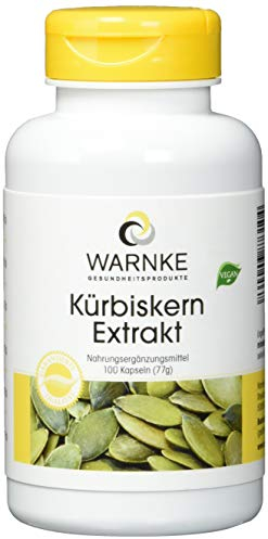Estratto di semi di zucca 500 mg - 100 capsule - Semi di zucca più vitamina E, zinco e selenio - dosaggio elevato | Warnke Vitalstoffe - Qualità farmaceutica tedesca