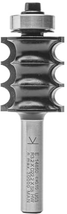 ENT 14850 Dekorativer Profilfräser HW, Schaft (S) 8 mm, Durchmesser (D) 22,2 mm, NL 25,4 mm, R 3,2 mm, SL 32 mm, mit Kugellager, konvex