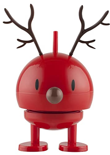 Hoptimist - Skandinavisches Design - Weihnachtsfigur - Small Reindeer Bumble - Rot - Höhe: 9 cm - Geschenkidee