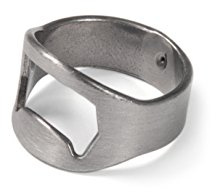 Ganzoo apribottiglie anello in acciaio inox argento, 22 mm diametro interno, apritappo tappi a corona per birra e bibite, ring opener al dito, apertura 1 mano, bar outdoor