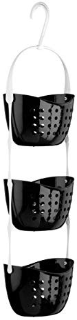 Top Home Solutions 3 Tier Shower Caddy Bath Rack Plastic Hanging Over Basket Unit Shower Organiser (Black)