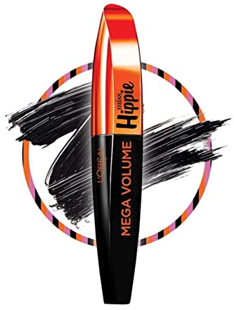 L'Oréal Paris Mega Volume Miss Hippie Mascara, schwarz - Wimperntusche für texturiertes und unbändiges Volumen - 1er Pack (1 x 8 ml)