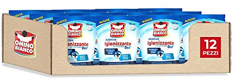 Omino Bianco - Additivo Lavatrice Igienizzante Idrocaps, Capsule Idrosolubili per Bucato, Tecnologia Deo+, Contro Batteri e Cattivi Odori, 10 Caps x 12 Confezioni