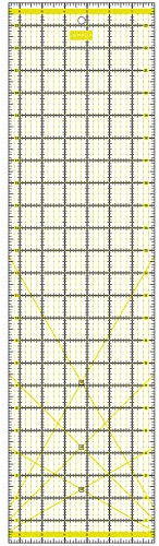 SEMPLIX Patchwork-Lineal Quilt-Lineal, transparent, mit Inch-Skala und Winkelfunktionen, ideal für Patchwork und zum Basteln, 24 x 6,5 inch (gelb)