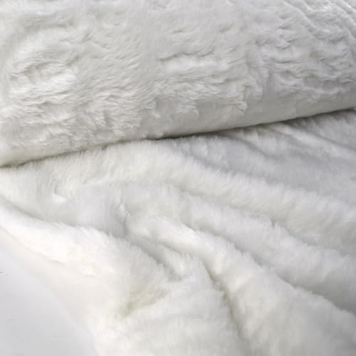 Fabrics-City Weiß kuschelfell teddyfell kunstpelz zottelfell kurzflor fellstoff für nähen, basteln & dekorationen, weiches plüschfell kinder diy-projekte stoff, 4105