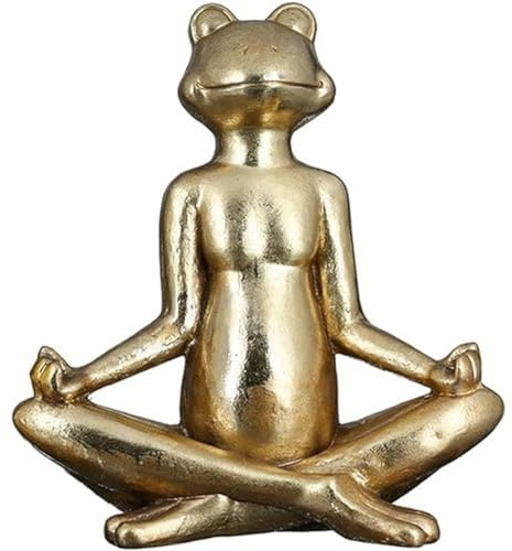 Casablanca modernes Design Casablanca - Deko Skulptur Figur - Frosch - Yoga - Magnesia - Outdoor geeignet - goldfarben - 50x46x20cm