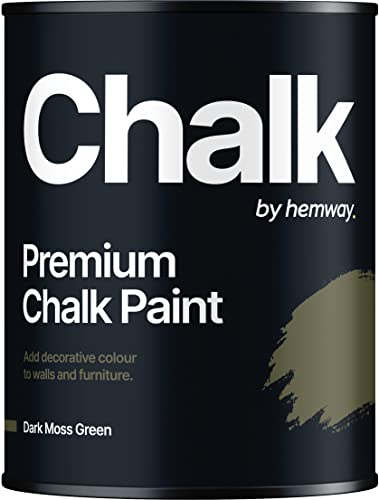 Hemway - Premium Chalk Paint - Dark Moss Green 1 L | Chalky Matt Shabby Chic Finish for Interior Furniture & Walls | Quick Dry & 1 Coat