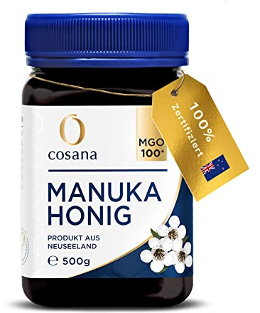 Cosana Manuka Honig 100 MGO + 500g – 100% Pur - Abgefüllt, versiegelt und zertifiziert in Neuseeland