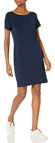 Amazon Essentials Damen T-Shirt-Kleid aus Jersey mit Ballettrücken und normaler Passform (zuvor Daily Ritual), Marineblau, L