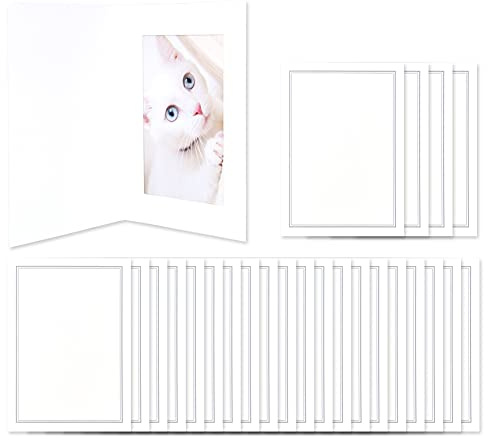 Monolike Paper Frame Photo Card, Line 25P SET - 4x6 Inch Picture Frame Note Card, Greeting cards, Assorted Happy Birthday, Thank you