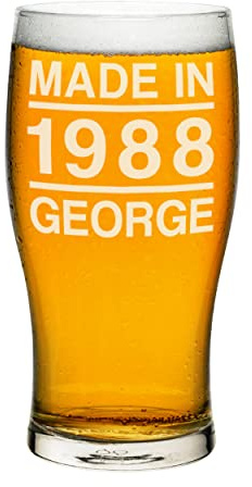 Tulipano personalizzato in vetro da pinta realizzato in data compleanno artigianale birra sidro personalizzato compleanno papà nonno festa del papà