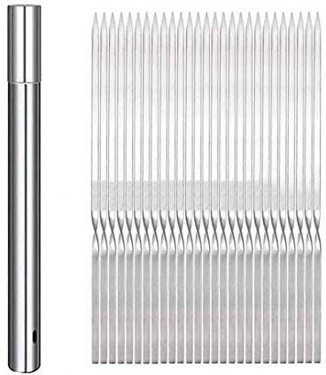 HMTE 40CM Flacher Grillspieß Edelstahl Grillspieße mit Schlauch Wiederverwendbarer Nadelstab für Grillen Grillzubehör (30 Stück 38cm 45mm)
