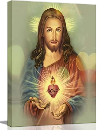 Sacro Cuore di Gesù Wall Art Decor Credente Fede Cristo Cattolico per Stampa Poster Immagini per Soggiorno Sala da Pranzo Incorniciato