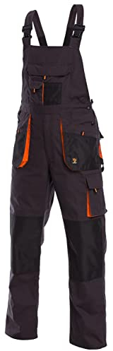 PROCERA Peto de trabajo para hombre, 11 bolsillos, color gris y naranja, talla 50, Gris Y Naranja