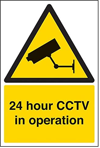 V Safety Warning Security - 24 Hour CCTV in Operation - 150 x 200 mm Restickable Safety Sign Safety Sign