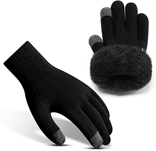 Rahhint Guanti Invernali Donna - Guanti Termici Uomo - Guanti Lana Touchscreen Uomo Antiscivolo per Smartphone Walking Sci all'aperto