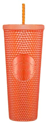 Starbucks Vaso de edición limitada con tachuelas naranja perla Halloween 2022 Venti 24 onzas