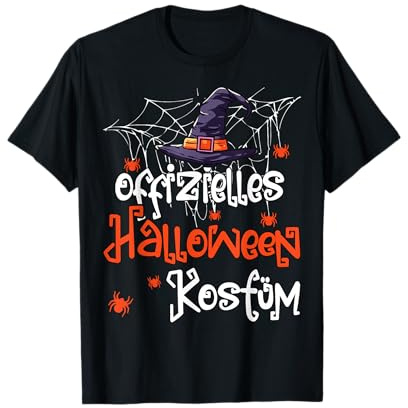 Spinnen Spinnennetze Hexen Hut Offizielles Halloween Kostüm T-Shirt