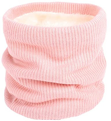Jalach Winter Halsschlauch Herren Damen Halswärmer Halstuch Fleece Schlauchtuch Loop Schal Einfarbig Gesichtsschal für Sport Motorrad Fahrrad Ski Joggen (Pink)
