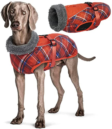 Wasserdichter Hundemantel Winter Warme Hundejacke, Hundebekleidung Outfit für kleine mittel große Hunde, Hundepullover mit Sicheren Reflexstreifen für Labrador Chihuahua Französische Bulldogge