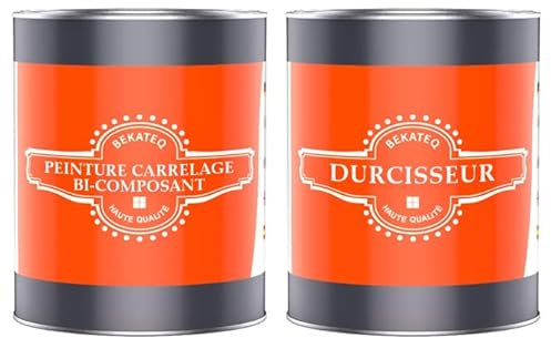 BEKATEQ BK-721F Peinture pour carrelage 1kg Gris anthracite brillant, extérieur & intérieur - Inodore, résistant à l'eau et aux UV, haut pouvoir couvrant - Pour cuisine, salle de bain, garage