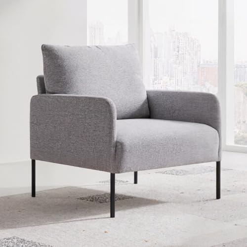chairus Loungesessel Leinen Sofagarnituren für Wohnzimmer Einzelsofa Kleines Apartment Modern Polstersessel für Schlafzimmer (Grau)