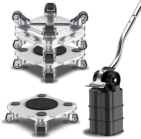 ONEON Möbel Transportroller mit Rollen Set - Grau Connect Dolly Pro | 360° Drehbare Möbelroller zum Bewegen von Schwere Möbeln, Geräte, Max. 400 KG, inkl. Möbelheber