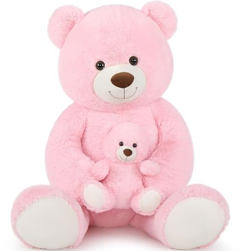 MorisMos großer Teddybär 100cm mit kleinbär, weich Teddybär groß XXL, Riesen Teddys XXL Kuscheltier für Freundin Mädchen Kinder