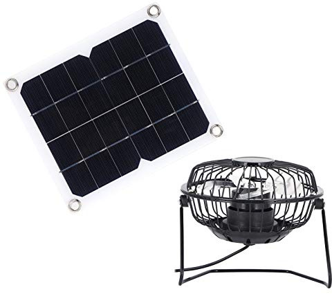 Airshi Solar Panel Powered Mini Portable Fan, 10W Solar Panel Cooling Fan Solar Panel Powered Fan Mini Portable Solar Fan Waterproof 6V for Camping for Greenhouse