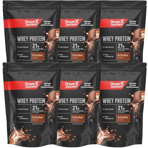 Power System Whey Protein Pulver Schoko, 21g Eiweiß pro Portion, 6 x 420g