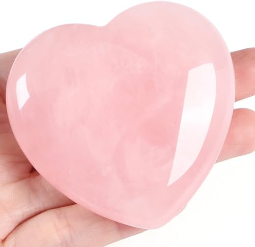 XIANNVXI 60mm Rosenquarz Herz Stein Groß Rosenquarz Kristalle Rosa Herz aus Edelsteine Herzen Handschmeichler Stein Herz Liebe Natursteine
